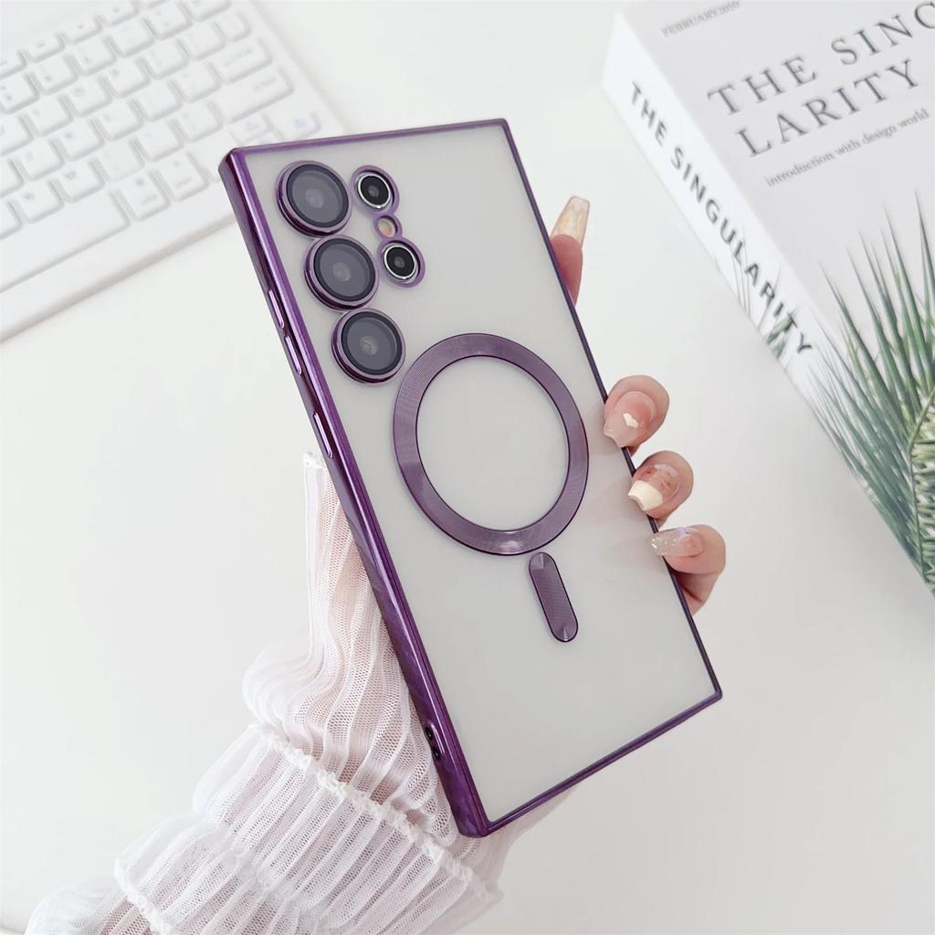 Роскошное покрытие для магнитного беспроводного чехла Magsafe для Samsung Galaxy S25 S24 S23 S22 S21 FE Plus Note 10 20 Ultra