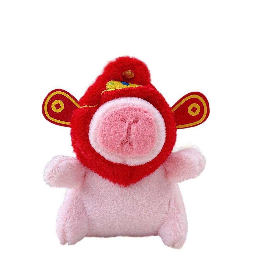 Pink Plush Capybara Doll Toy Stuffed Animals Keychain Pendant Car Ornament Bag Decoration Cartoon Capybara Doll Birthday Gift