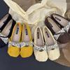 Женские одинарные туфли на плоской подошве 2025 новая весна и осень универсальная модная вечерняя бриз круглый носок мелкий вырез Мэри Джейн туфли бабушки