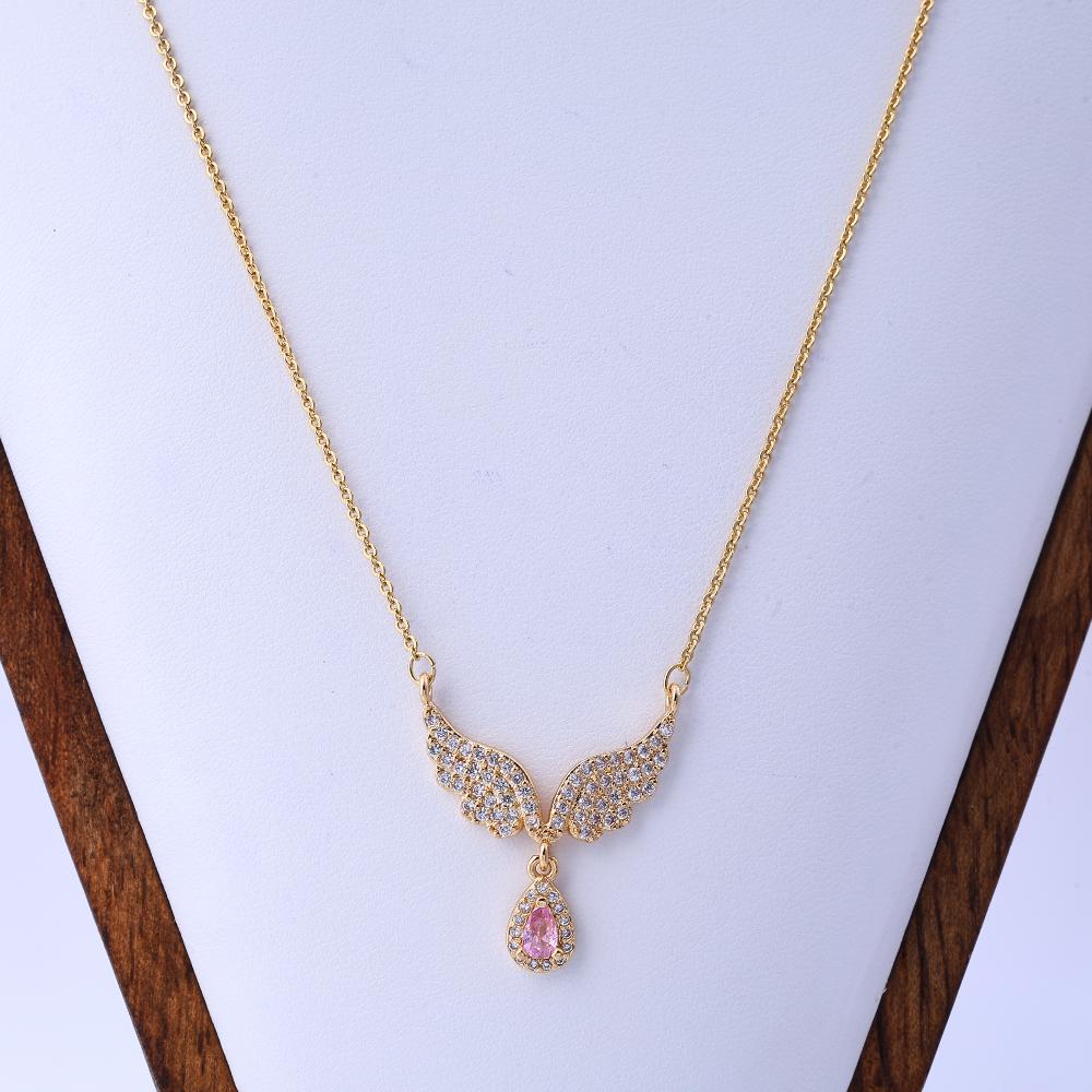 Медное позолоченное ожерелье с крыльями ангела, женское, с высококлассным ощущением легкой роскоши, простой нишевый кулон в виде крыла, универсальное модное украшение