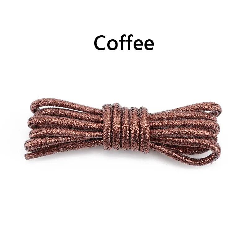 Fashion Color Flash Shoelaces Outdoor Sport Wear Resistant Circular Sports Shoelaces Metallic Luster Gold Silver Flat Shoe Laces