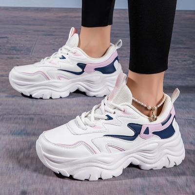 Модные женские новые модные спортивные туфли на платформе женские 2025 новая летняя повседневная массивная обувь женская кожаная обувь на платформе