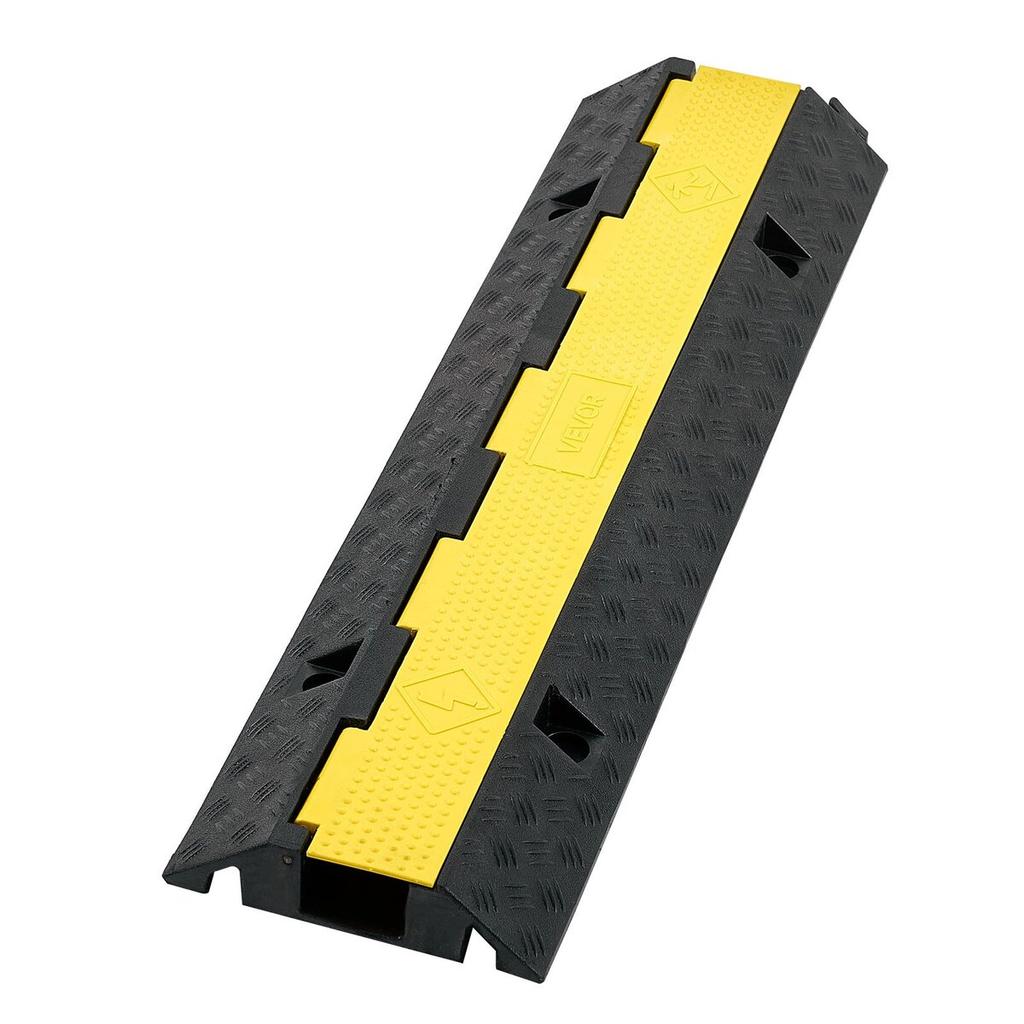 Cable Protector Ramp, 9,979 kg/axle Capacity, 1 Channel Heavy Duty Rubber Cord Hose Wire Cover, 70 x 50 mm Channel, Traffic Speed Bump with Flip-Open