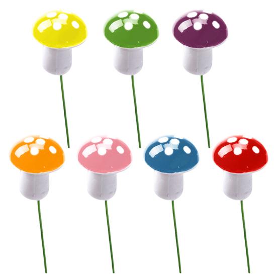 60 Pcs Foam Mushroom Miniatures Colorful Tiny Mushroom Figurines Miniature Mushroom Stakes