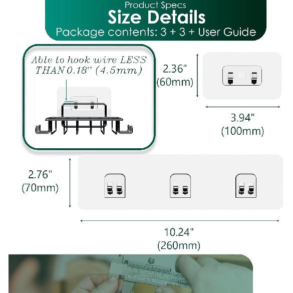 Shower Caddy Adhesive Strips, Replacement Stickers for Shower Shelves and Soap Holders, Kitchen and Bathroom Wire Rack, 6 Pack