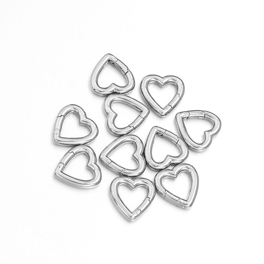1Pcs 304 Stainless Steel Openable Clasps Heart Shape Carabiner Hook Ring Keychain For DIY Keyring Bags Jewelry Connector Buckles