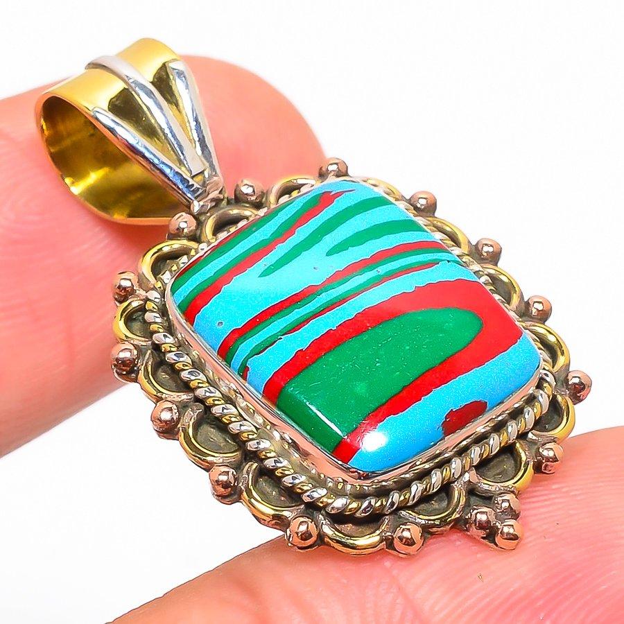 Подвеска из натурального радужного кварца, двухцветная, из стерлингового серебра 925 пробы, 1,50 дюйма, q4J92