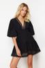 Women's Dress New Season Fashion Black Mini Woven Lace Detailed Beach Dress