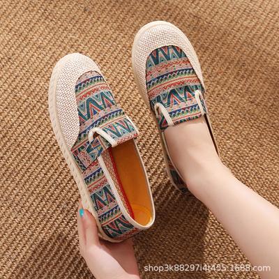 Туфли из ткани женские туфли в этническом стиле рыбацкие туфли с одной педалью ленивые туфли на плоской подошве повседневные туфли с мягкой подошвой мягкие ароматные туфли для мам