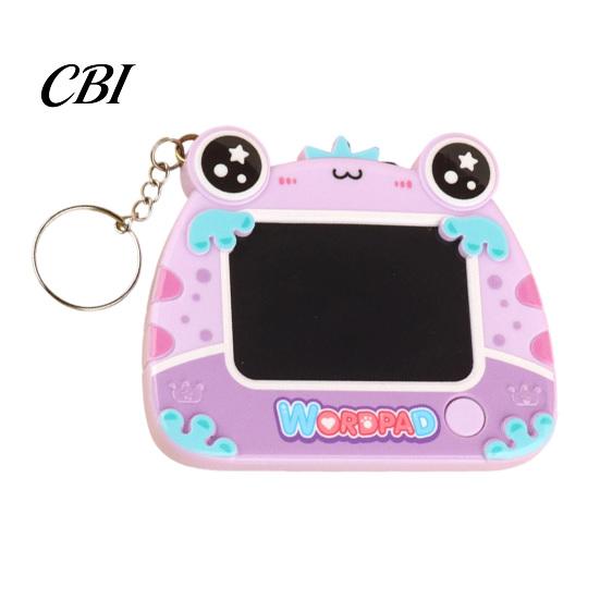 Reusable Writing Pad Mini Drawing Board Keychain for Kids, Cartoon Frog with Key Ring, Hanging Doodle Sketch School Bag LCD Tablet Pendant