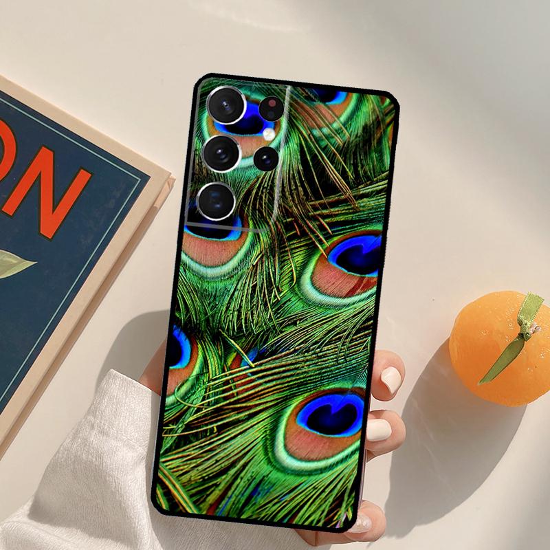 Peacock Feathers Phone Case For Samsung Galaxy S25 S26 Ultra S20 S21 S22 S23 S24 Plus S10 S25 FE Back Cover