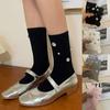 Womens Ribbed Crew Socks, Thin Comfort Breathable Rhinestone Socks, Above Ankle Crew Socks for Womens Schoold Girl