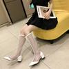 Long Boots Women's New Summer Wear In 2025 Pointed Hollow Boots Thick Heel High Cool Boots