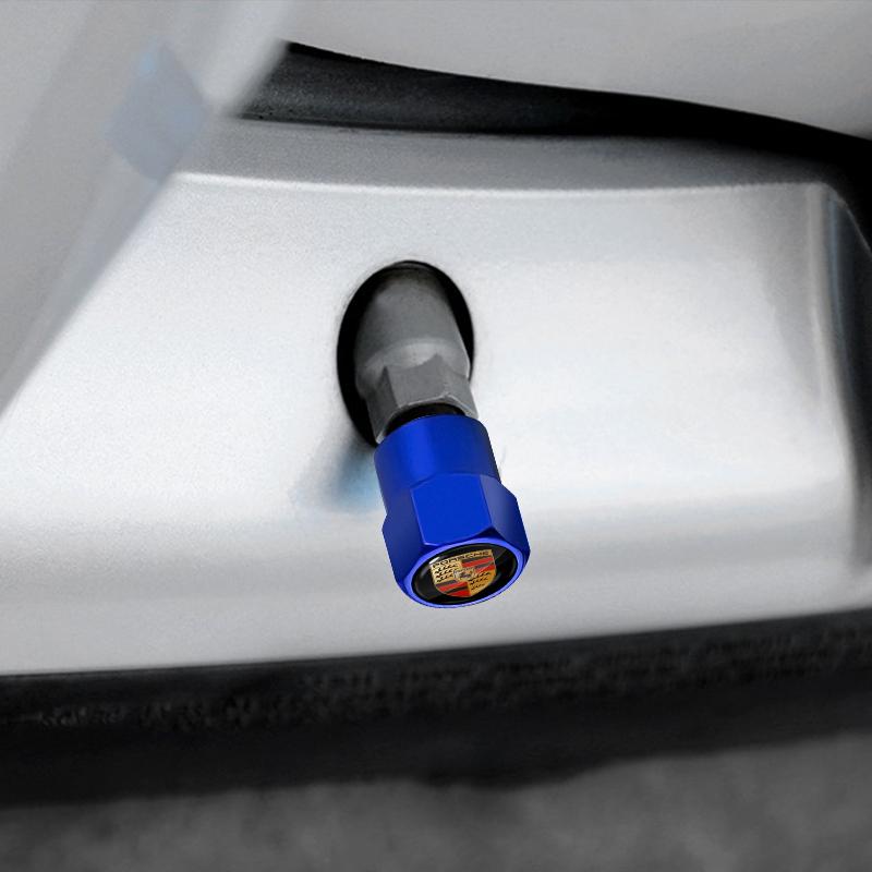 4pcs Automobile Tire Metal Valve Cover Anti-leakage Cover For Porsche 911 Cayenne Panamera Macan Boxster Carrera-GT 928 944 918-Spyder 968