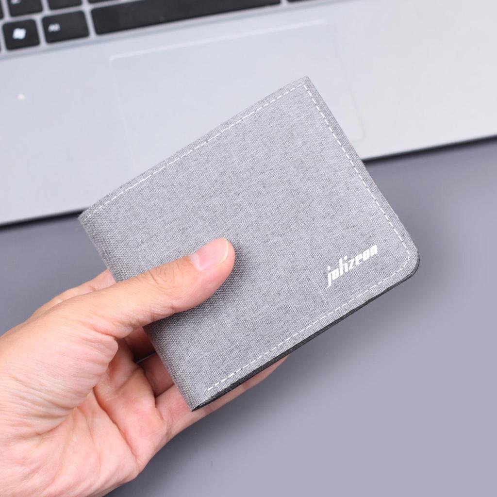 Мужской ультратонкий кожаный бифолд кошелек из канвы