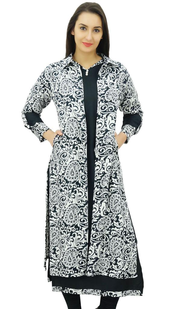 Bimba Женская прямая блузка Курта с жакетом из искусственного шелка, дизайнерская туника