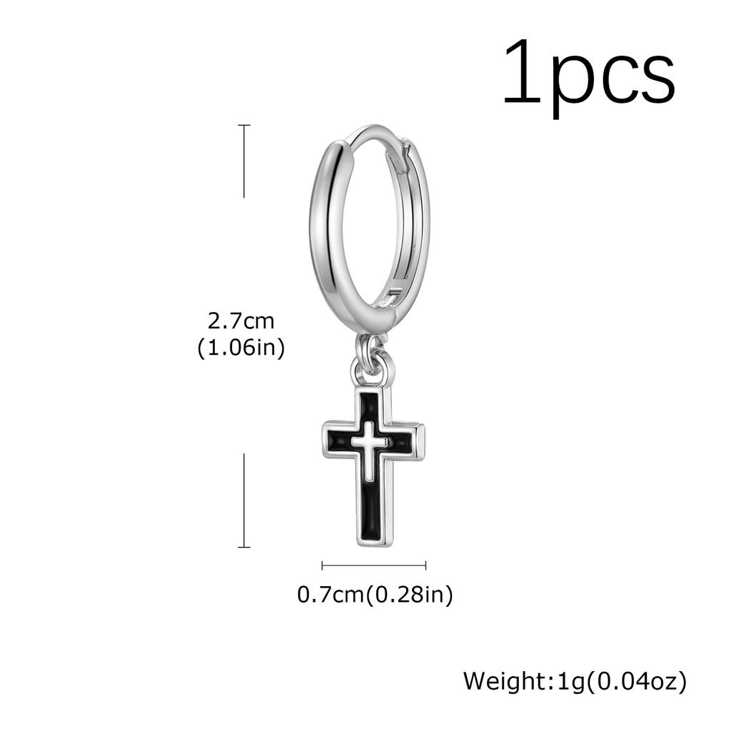 Hip Hop Cross Huggies Earrings for Men Boys,Simple Metal Cross Hoop Earrings,Piercing Earring Gift