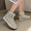 Модные блестящие ботильоны Женские зимние ботинки 2024 Новая мода Нескользящие Теплые плюшевые Женские зимние ботинки Слипоны Повседневная обувь Дропшиппинг