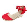 Womens Sandalias Wedges Comfortable Pointed Hemp Rope Weaving Casual Shoes