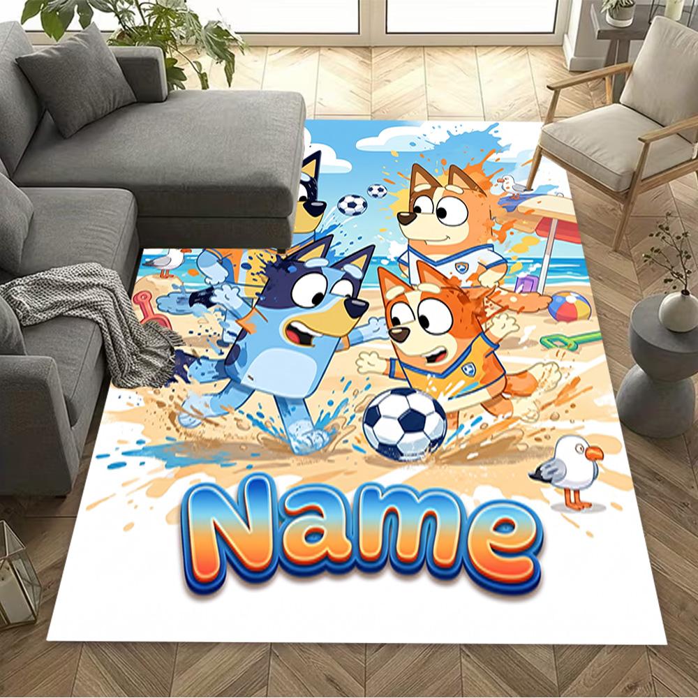 Soccer Fun Bluey Personalized Name Floor Mat Design for Bedrooms Decorate room Outdoor Entryway Antislip Carpet Decorate Offices
