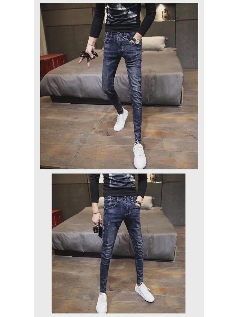Мужские узкие эластичные джинсы скинни: Модный корейский стиль для весны и осени