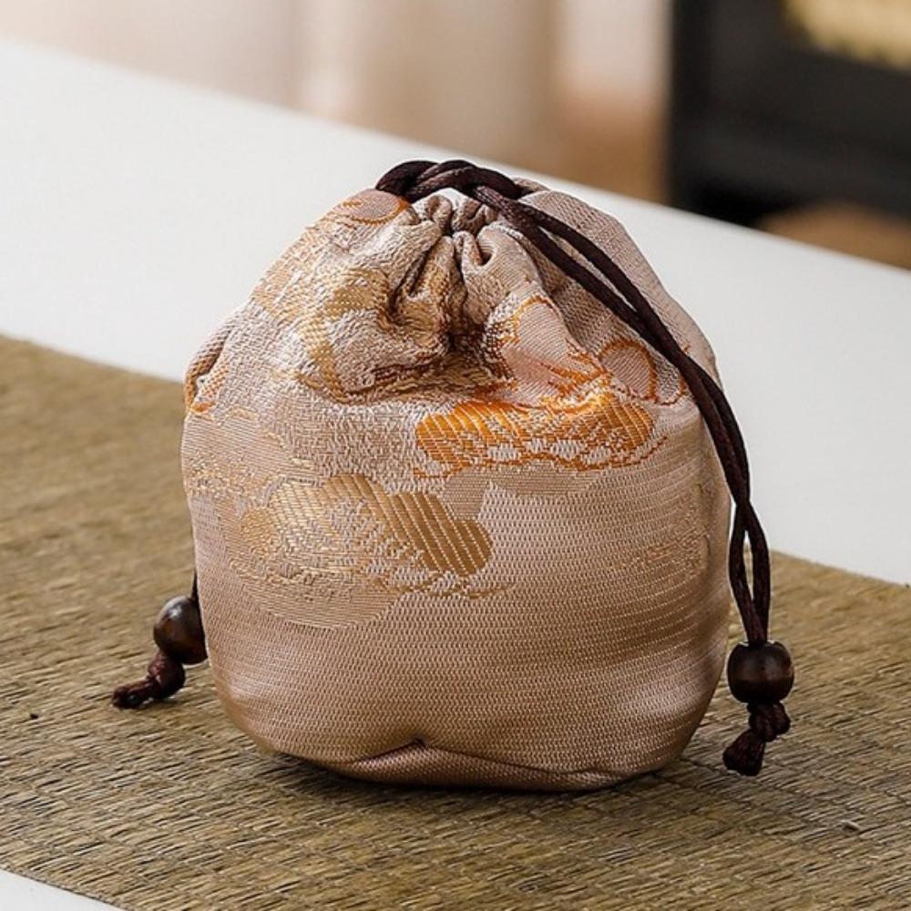 Многофункциональный чехол для чайной чашки с завязкой из ткани в китайском стиле, сумка для хранения чайной посуды на открытом воздухе