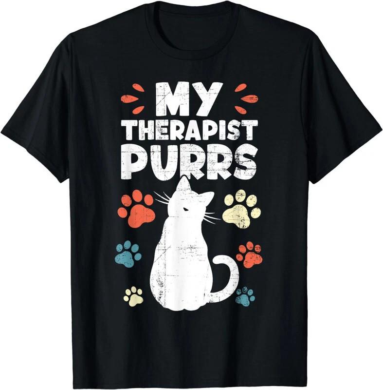 My Therapist Purrs Funny Cat Lover Unisex T-Shirt - Gift For Friends