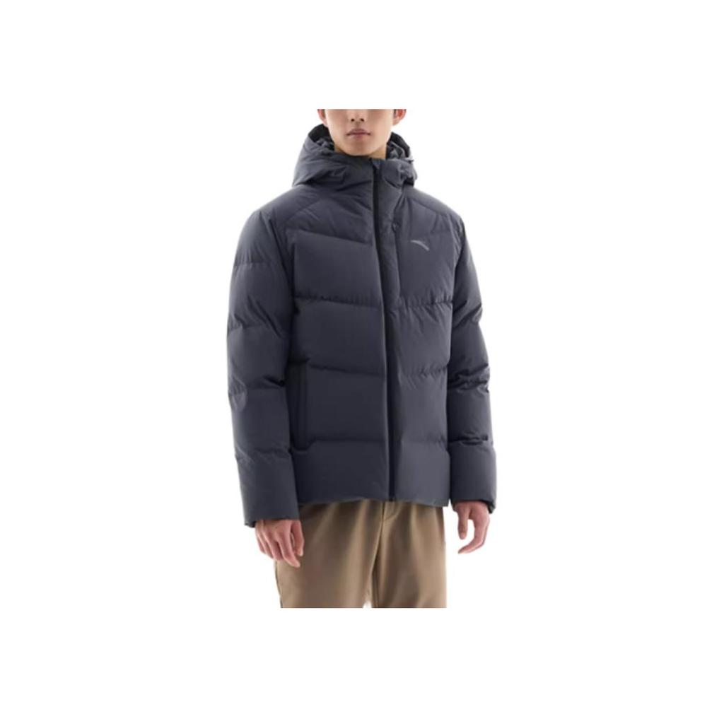 Anta Серия Training Snow Shell однотонная куртка-пуховик на молнии с капюшоном для мужчин, верхняя одежда, серый цвет 952347902-4