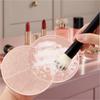 Portable Efficient Makeup Brush Cleaning Mat with Suction Cups, Low-Allergen Double-Sided Round Pad, Reusable Brush Cleaner Pad