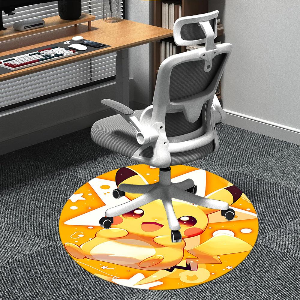1pc Pikachu Cute Office Round Area Rug, Indoor Mat Suitable For Office,Bedroom Living Room Home Decor, Room Deco a0928200