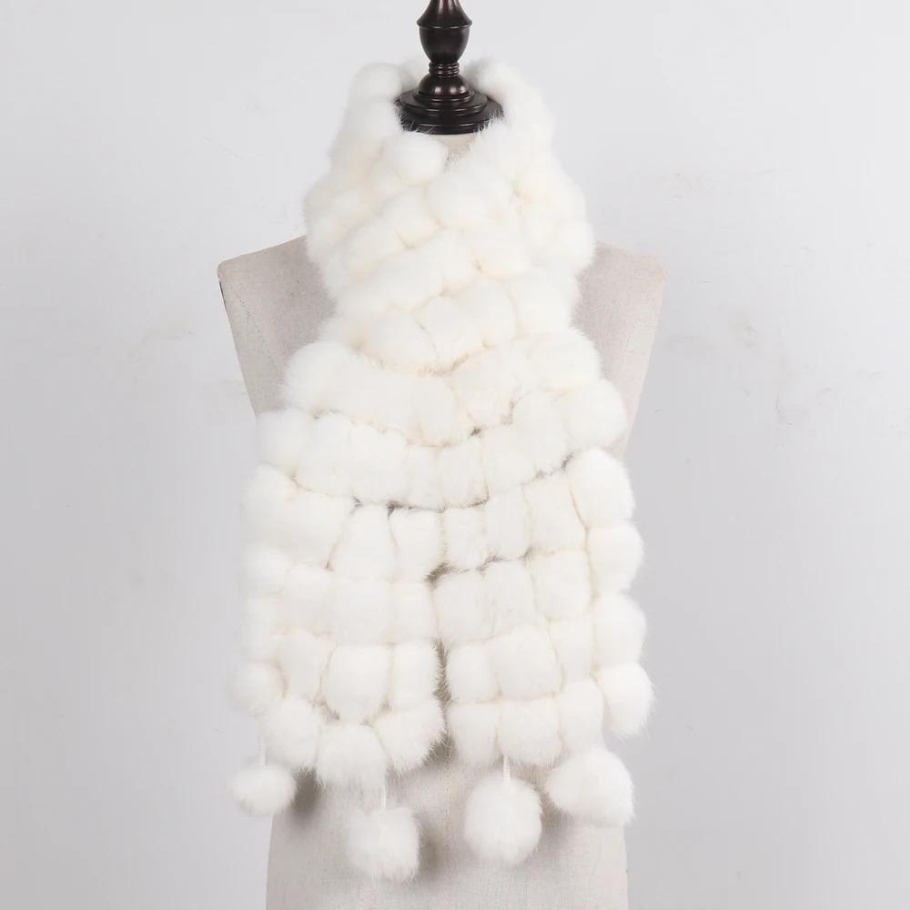 Fur Balls Fur Scarf Genuine Fur Long Scarves Casual Women Scarf