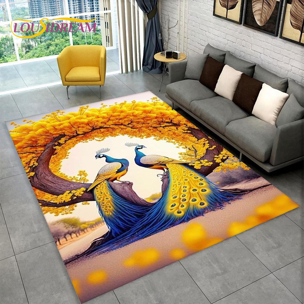 3D изысканный коврик с изображением павлина, коврик для дома, гостиной, спальни, дивана, коврик для кухни, украшение для кухни, нескользящие коврики