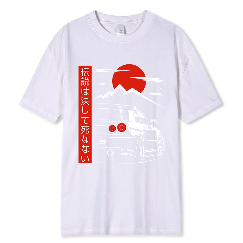 Японский стиль Машина Смешные футболки Мужские Спин-принт уличная одежда Оригинальный дизайн Большие топы футболки Свободные дышащие футболки