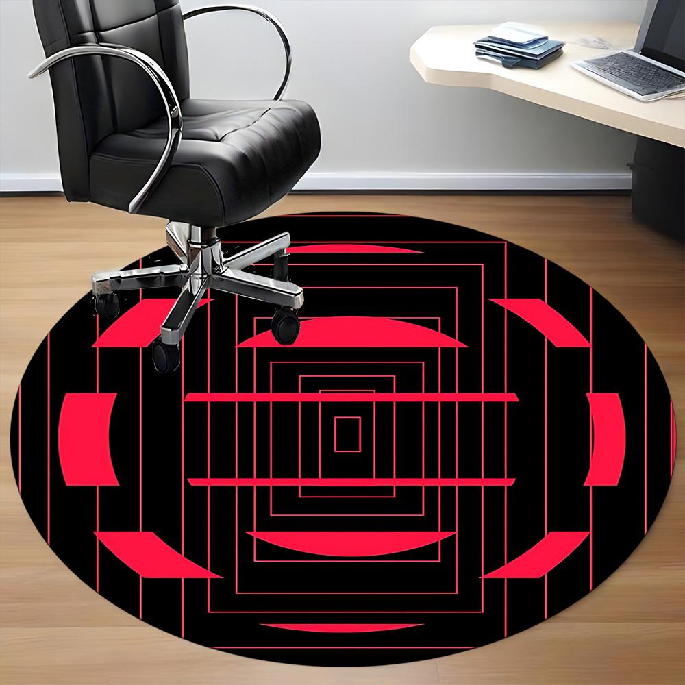 1pc Geometric Pattern Office Round Area Rug, Indoor Mat Suitable ForOffice, Under Office Chairs Bedroom Living Room Home Decor T166