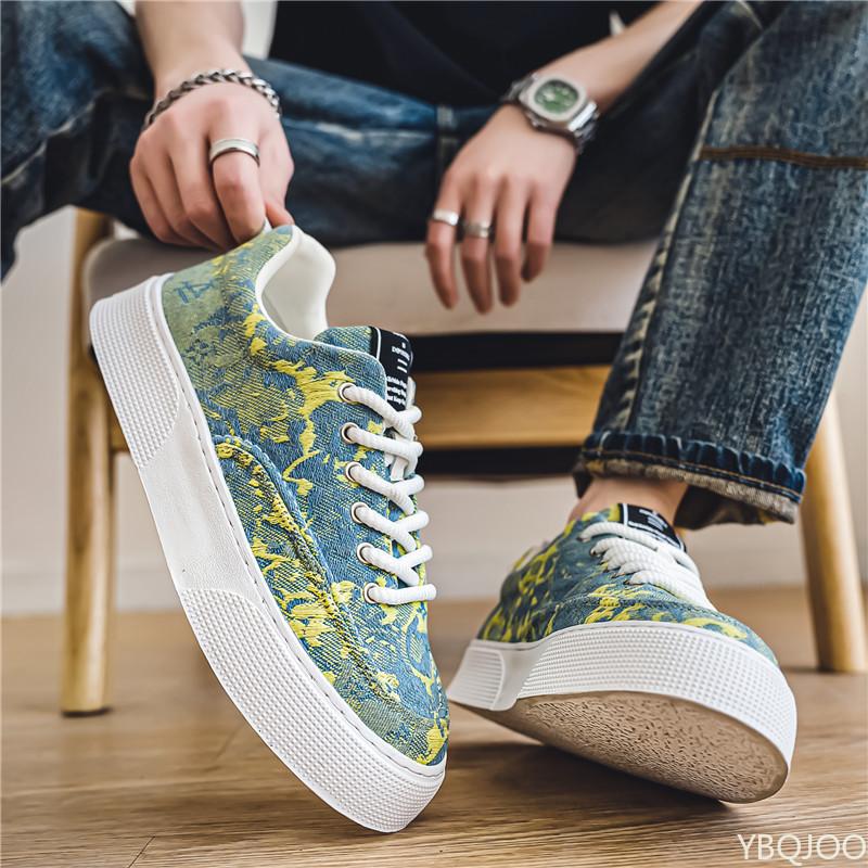 Мужская обувь из парусины Кеды Модные универсальные С принтом Повседневная Спортивная обувь Повседневная Удобная Беговые кроссовки