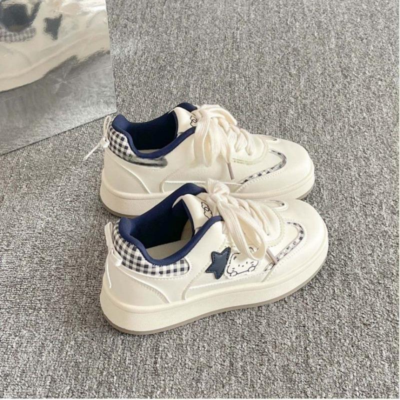 Retro Niche Sneakers Women's Spring and Autumn New Stars Kitten Cute Casual Sneakers Little White Shoes