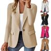 Women Suit Coat Single Button Solid Color Straight Anti-wrinkle Long Sleeve Formal Business OL Commute Style Lady Office Coat Spring Fall Jacket