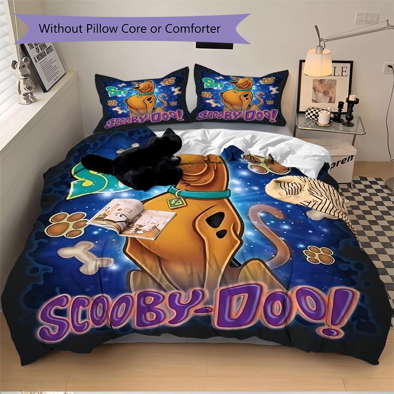 3pcs Animated Scooby Doo Character Bedding Set Includes Comfortable Bedding with Stylish Design for Bedroom,  H005