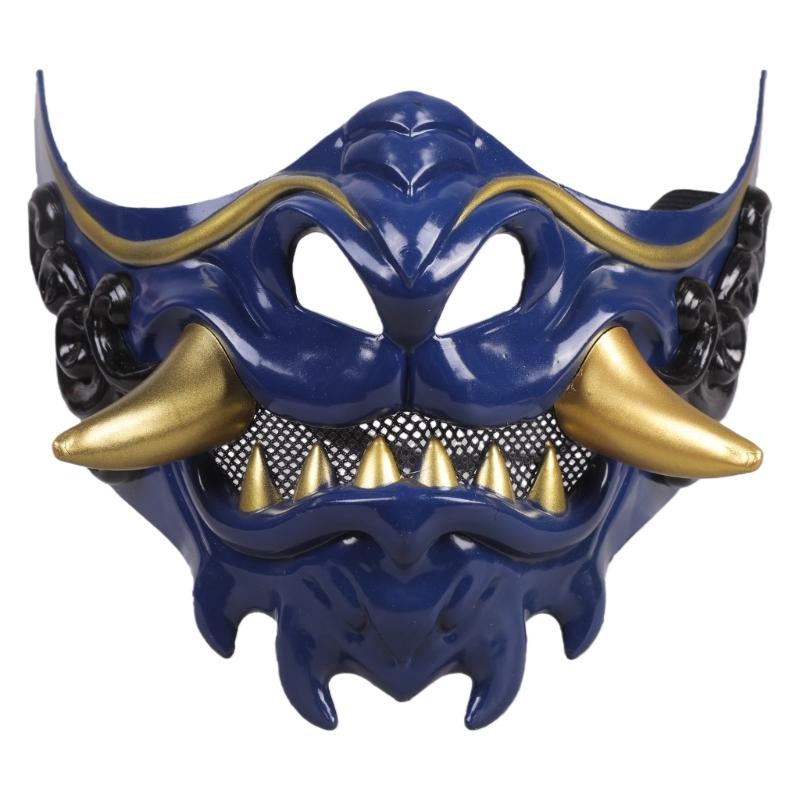 Half Face Mask Halloween Cosplay Mask Masquerade Mask Party Mask Japanese Mask Devil Samurais Mask for Carnivals
