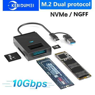 Корпус для M.2 NVMe NGFF SSD 10 Гбит/с Type C USB 3.1 к SSD Адаптер Внешний бокс для хранения Поддержка SD TF кард-ридера Прямая вставка