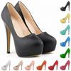 Women Pumps 14cm Sexy Super High Heels Fashion Round Toes Platform Heel Casual Party Dress Red Wedding Shoes Large Size 44