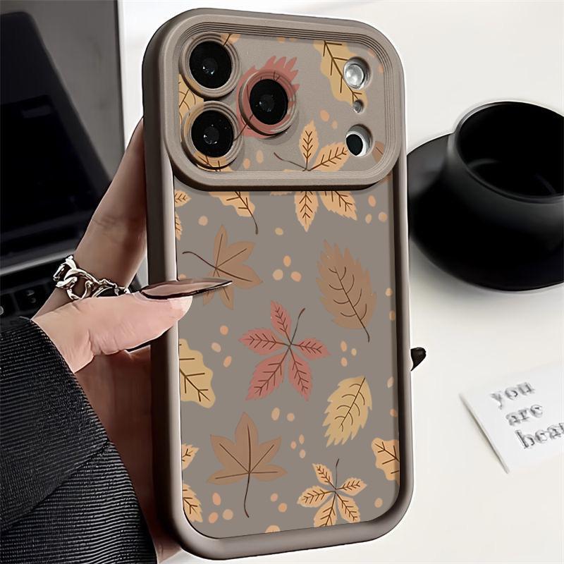 Мягкий чехол для телефона с осенними листьями для iPhone 17 16 15 14 Pro Max 13 12 Pro Max 11 16e Ударопрочный силиконовый чехол из ТПУ конфетного цвета