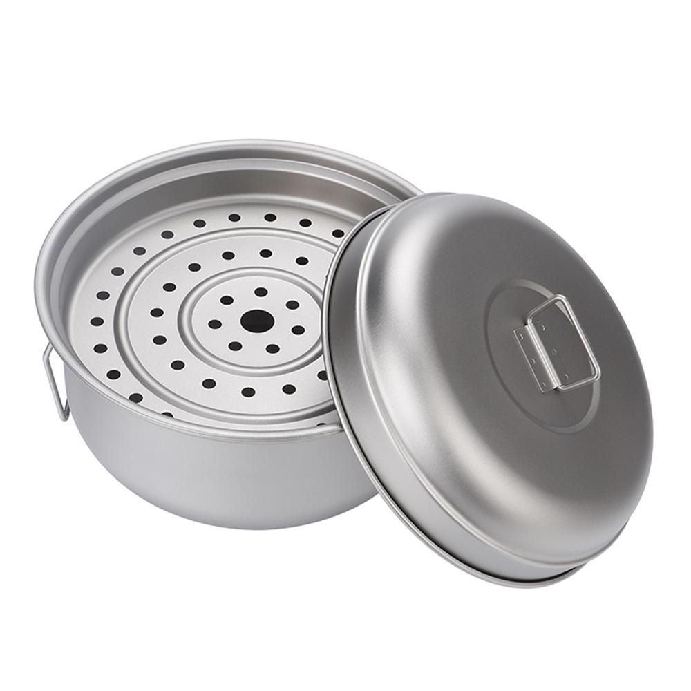 Титановый набор кастрюль для пароварки с крышкой, набор для приготовления супа на открытом воздухе, кастрюля для приготовления пара, набор для посуды