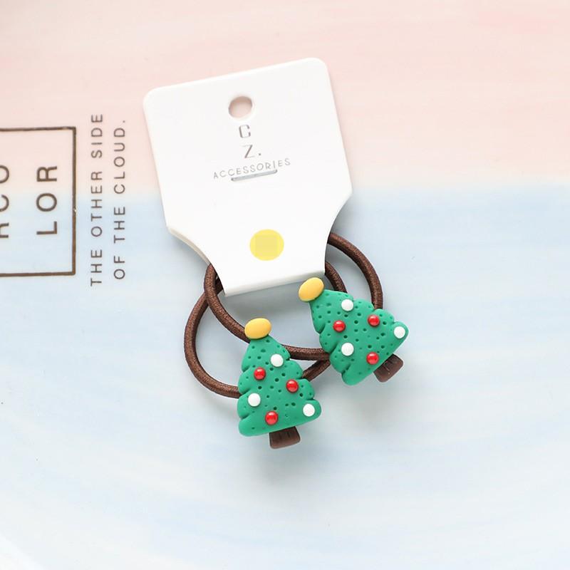 2pcs New Cute Cartoon Christmas Elk Elastic Hair Bands Rubber Hair Tie Rope Girls Hair Scrunchie Ponytail Holder Gum Accessories