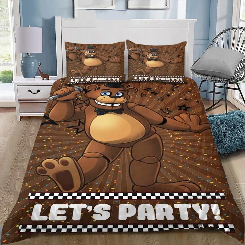 Постельное белье Fazbear's Pizza с принтом Фредди-Медведя Мультяшный Медведь Пододеяльник Наволочки Спальня Дом Постельное белье Без Наполнителя
