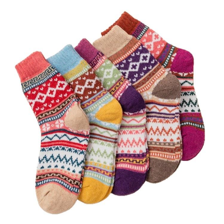 Vintage Ethnic Style Rabbit Wool Cashmere Socks - Thick & Warm for Fall/Winter