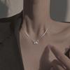 New S925 Sterling Silver Chain Hollow Butterfly Zircon Necklace Women's Simple Design Sweater Clavicle Chain