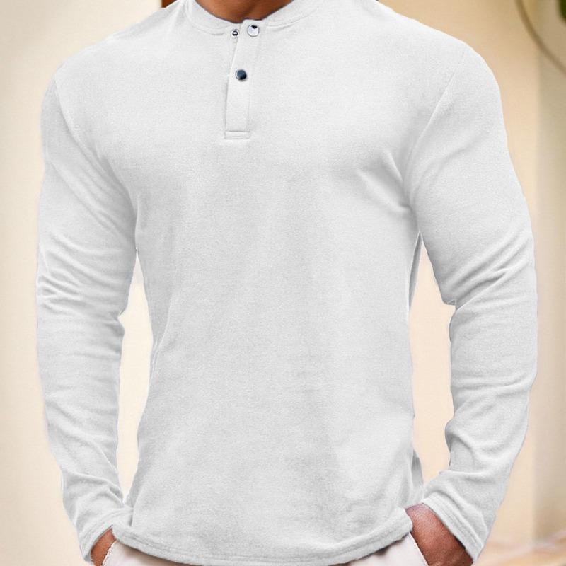 Men S Long Sleeve Solid Color Sports Casual Thermal Top