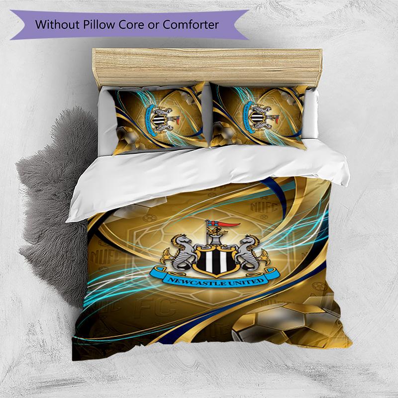 Newcastle United Football Printed 3 Pieces Bedding Set, Comfortable Skin Friendly Bedroom Duvet Cover Set