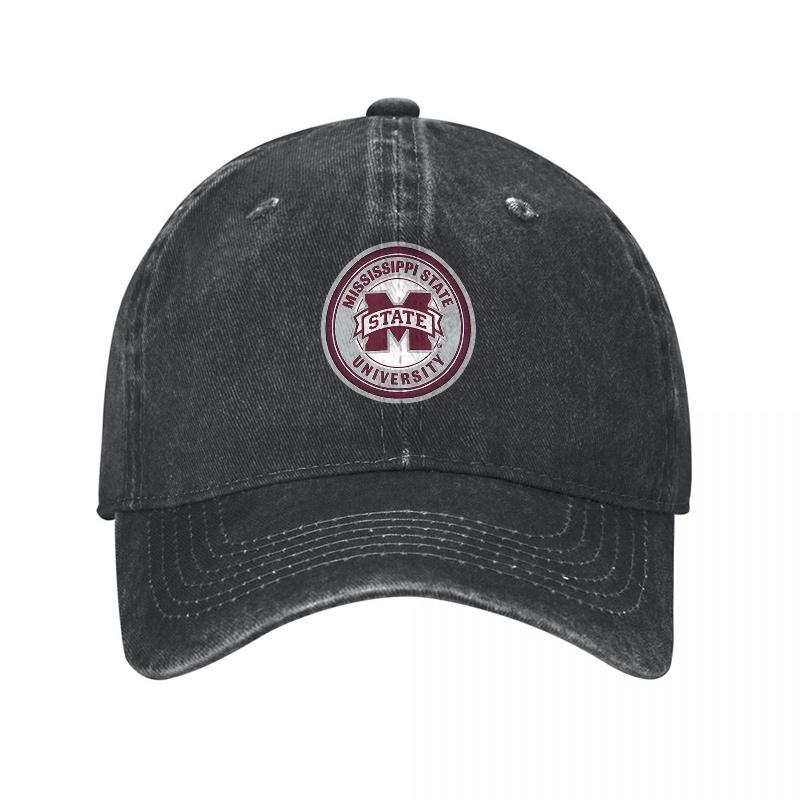 Mississippi State University Washed Cotton Baseball Cap Classic Logo Unisex Adjustable Hat for Daily Wear Sports Events
